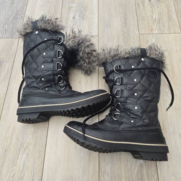 Sorel Women's Black Tofino tall snow Boots warm waterproof 7.5  diamond stitch - Picture 5 of 9
